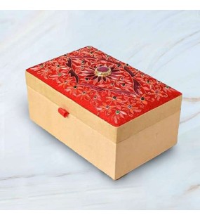Offwhite Reddish Beautiful Embroidery Jewellery Box..