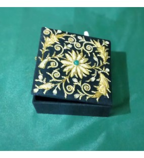 Green with Thread Work Embroidery Jewellery Box..