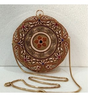 Golden Zari Elegant Embroidery Purse