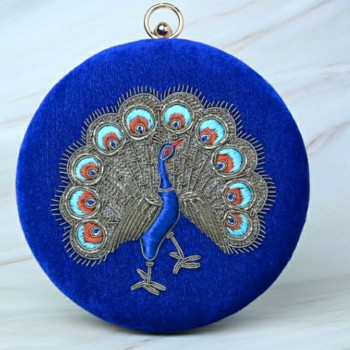 Peacock Designer with Blue Embroidery Purse..