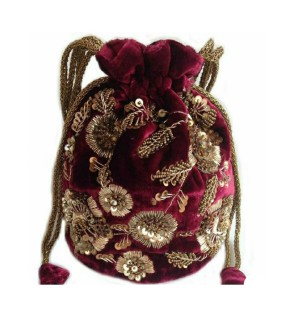 Golden Red Embroidery Purse