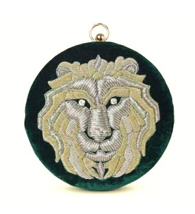 Lion Design Zari Embroidery Purse
