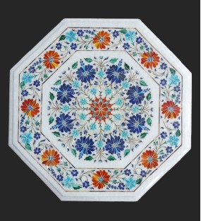 Marble Table Top Designed with Semi Precious Stone..