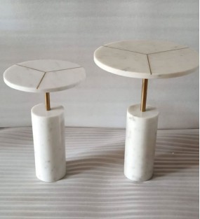 Elegant Style Round Marble End Table