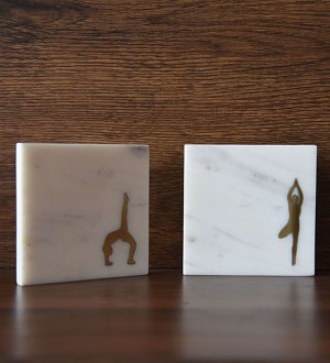 Marble Coaster with Brass Work (Set of 4 Pcs)..