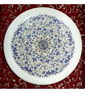 Elegant Floral Round Marble Plate for Showcase 